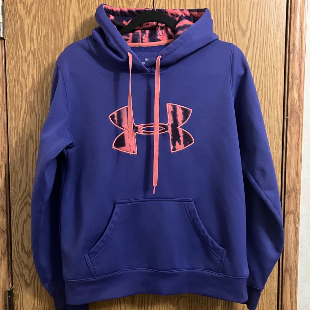Under‎ Armour Purple Hoodie with Pink Accents Men’s Medium UA Storm semi fitted